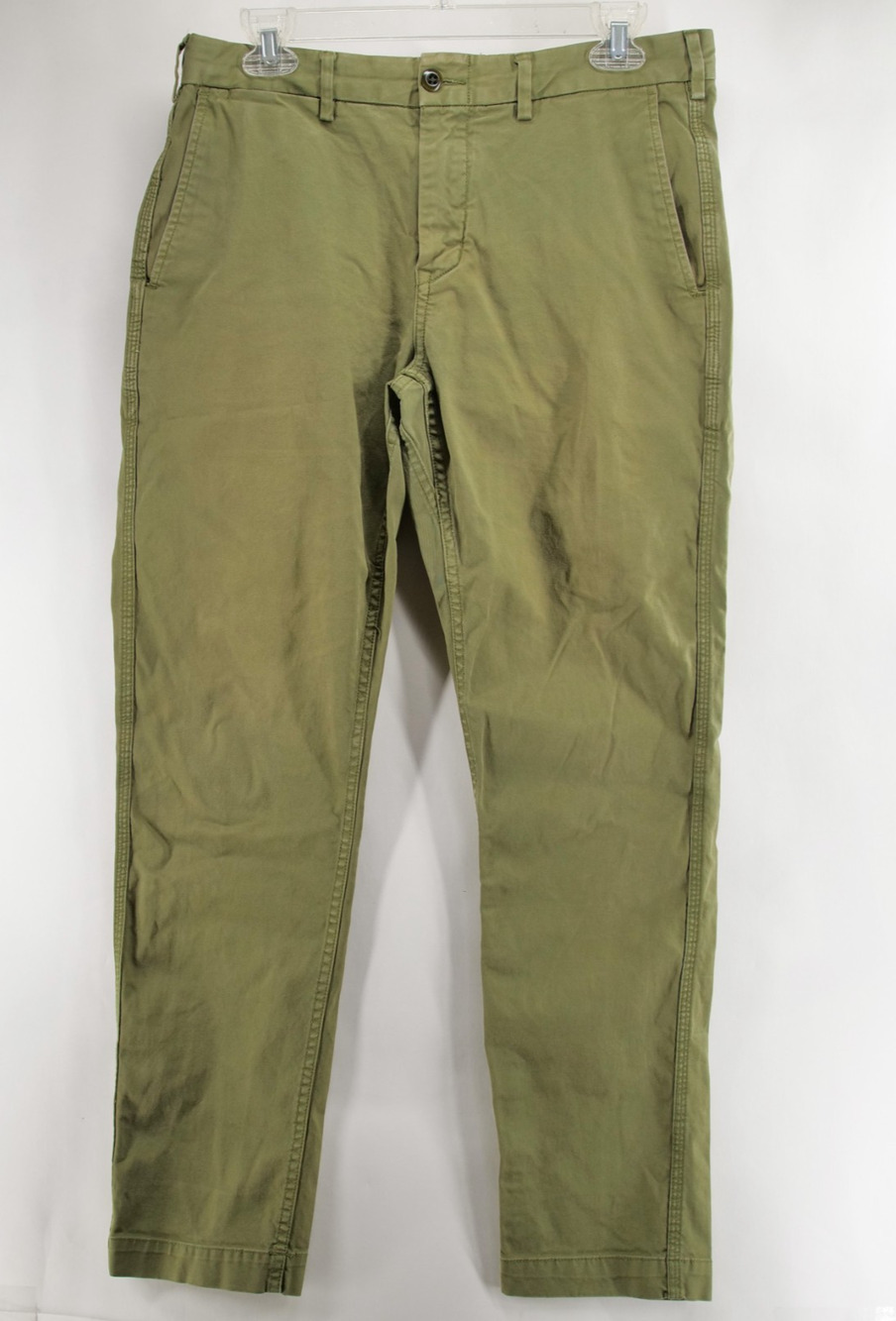 Alex Mill Mens Chino Pants 32x30 Green Stretch Cotton Flat Front Slim Trouser